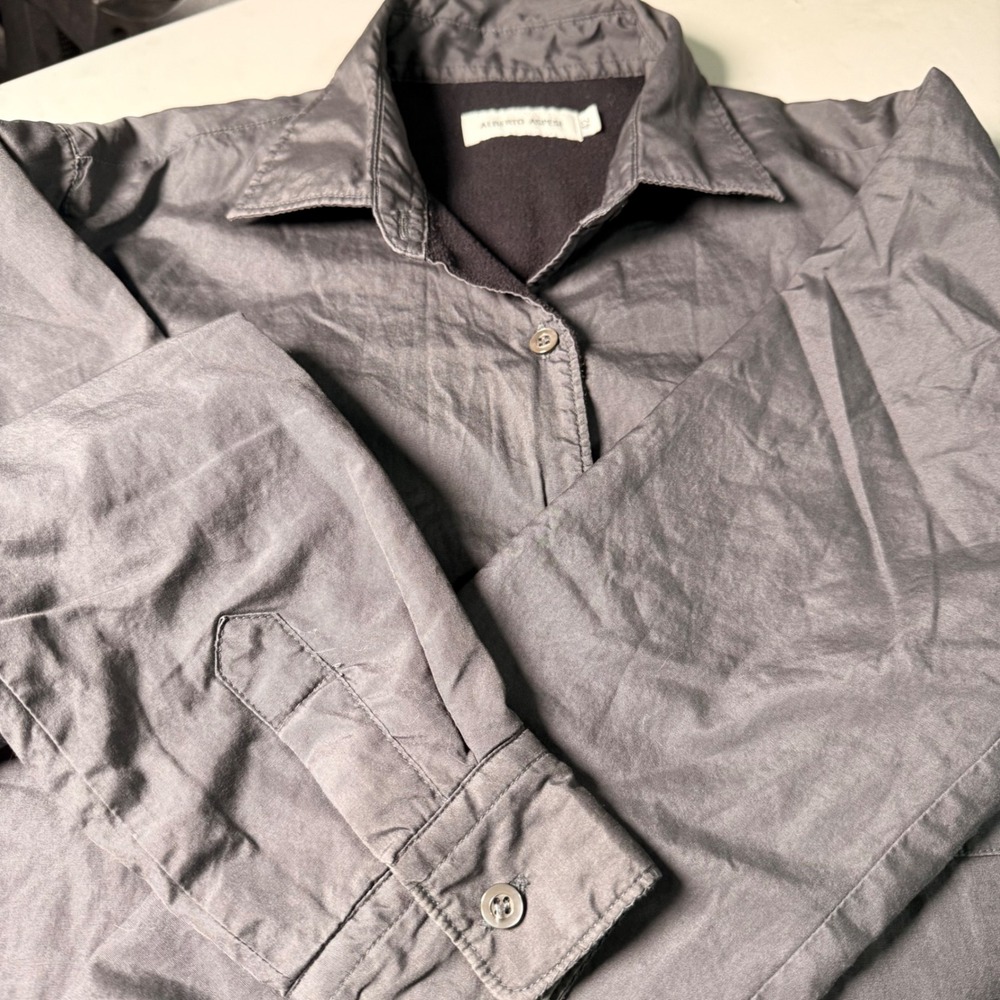 Alberto Aspesi Charcoal Gray Fleece Lined Button Down Shirt Women Size 42